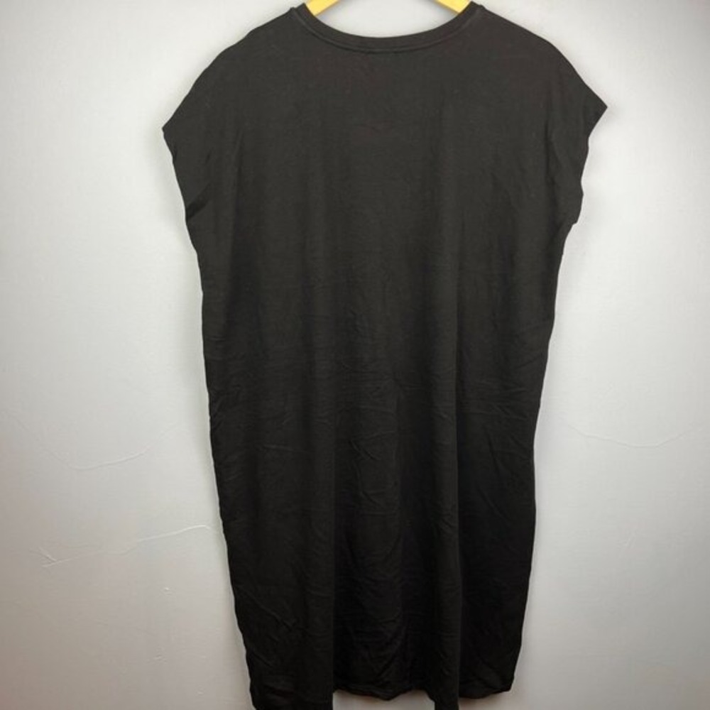 Eileen Fisher Black Boxy T-shirt Dress Tencel Organic Cotton Blend SZ M‎ Travel - Picture 5 of 5